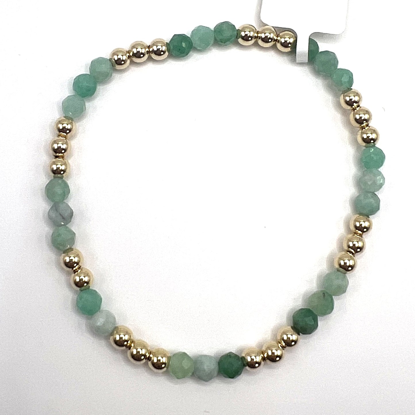 Gemstone Bracelet with Triple Alternating Gold Filled Beads