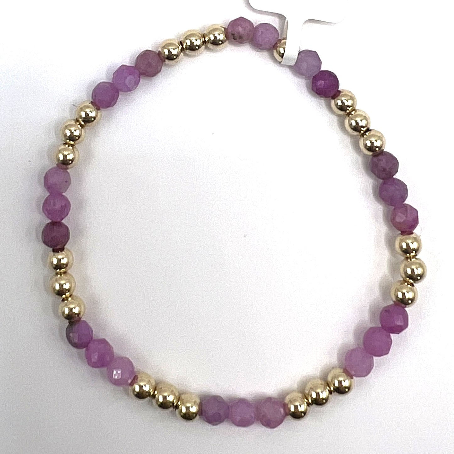 Gemstone Bracelet with Triple Alternating Gold Filled Beads