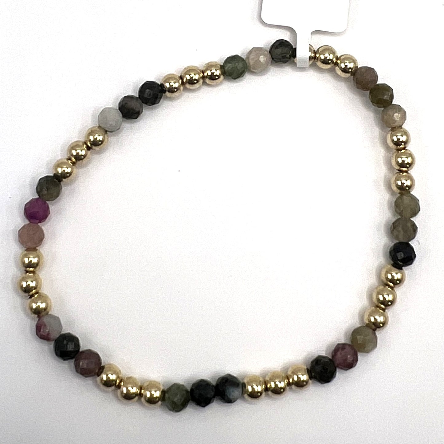 Gemstone Bracelet with Triple Alternating Gold Filled Beads