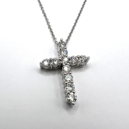 "Seren" Diamond Cross Necklace in 14K White Gold – 1.0 tcw Lab-Grown