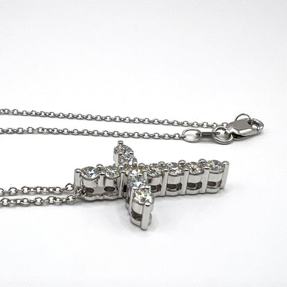 "Seren" Diamond Cross Necklace in 14K White Gold – 1.0 tcw Lab-Grown