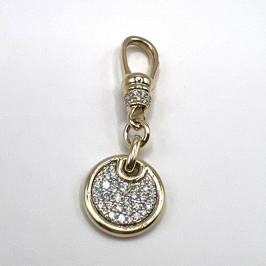 "Felicity" Coin Tag Pendant in 14K Two-Tone Gold with Diamonds