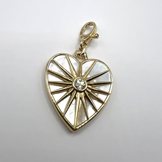 "Layla" Heart Pendant with Diamonds and Mother of Pearl Set in 14K Yellow Gold