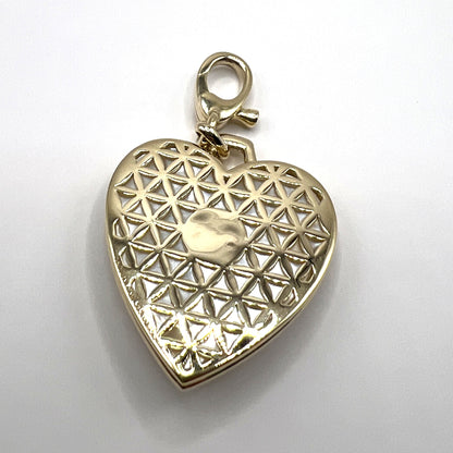 "Layla" Heart Pendant with Diamonds and Mother of Pearl Set in 14K Yellow Gold