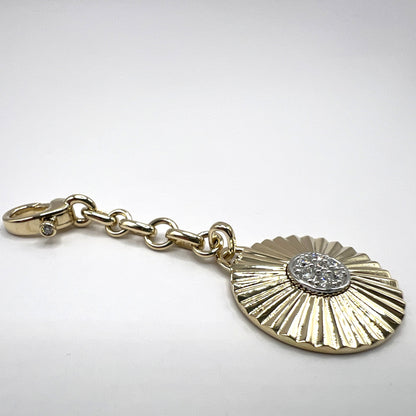 "Ida" Round Disk Pendant in 14K Yellow Gold with Pavé Diamonds