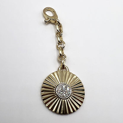 "Ida" Round Disk Pendant in 14K Yellow Gold with Pavé Diamonds