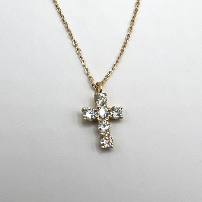 "Mary" 18K Gold and Diamond Cross Necklace