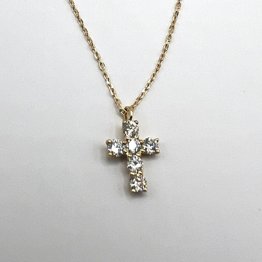 "Mary" 18K Gold and Diamond Cross Necklace
