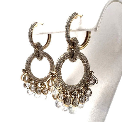 CLARTÉ - "Carla" 14k Yellow Gold Diamond Dangle Hoop Earrings & Pendant