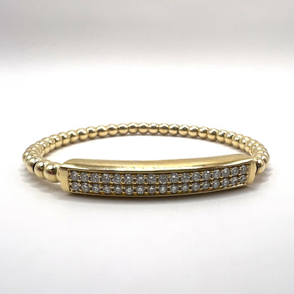 "Lydia" Diamond Bar Bead Bracelet in 14K Yellow Gold