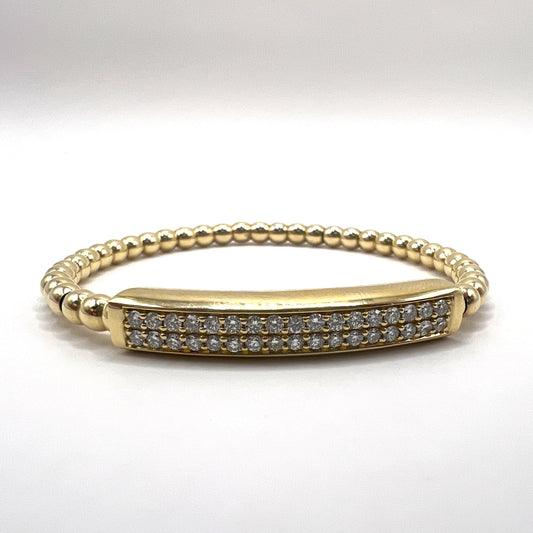 "Lydia" Diamond Bar Bead Bracelet in 14K Yellow Gold