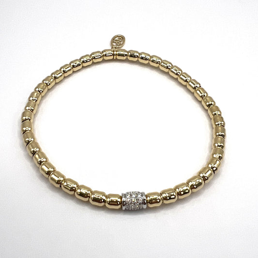 Stretch 18K Gold Diamond Rondelle Bracelet