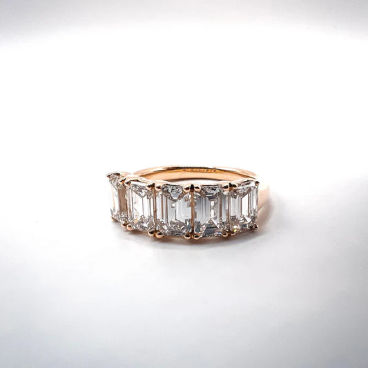 Lab Grown Emerald Cut Diamond Women's Band in 14K Yellow Gold