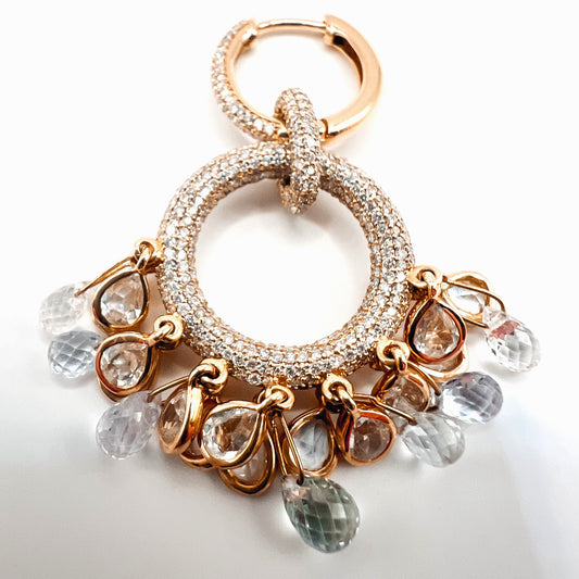 CLARTÉ - "Carla" 14k Yellow Gold Diamond Dangle Hoop Earrings & Pendant