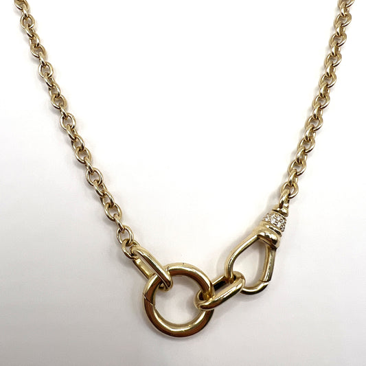 "Kaia" Donut Pendant Necklace with Double Clasp in 14K Yellow Gold