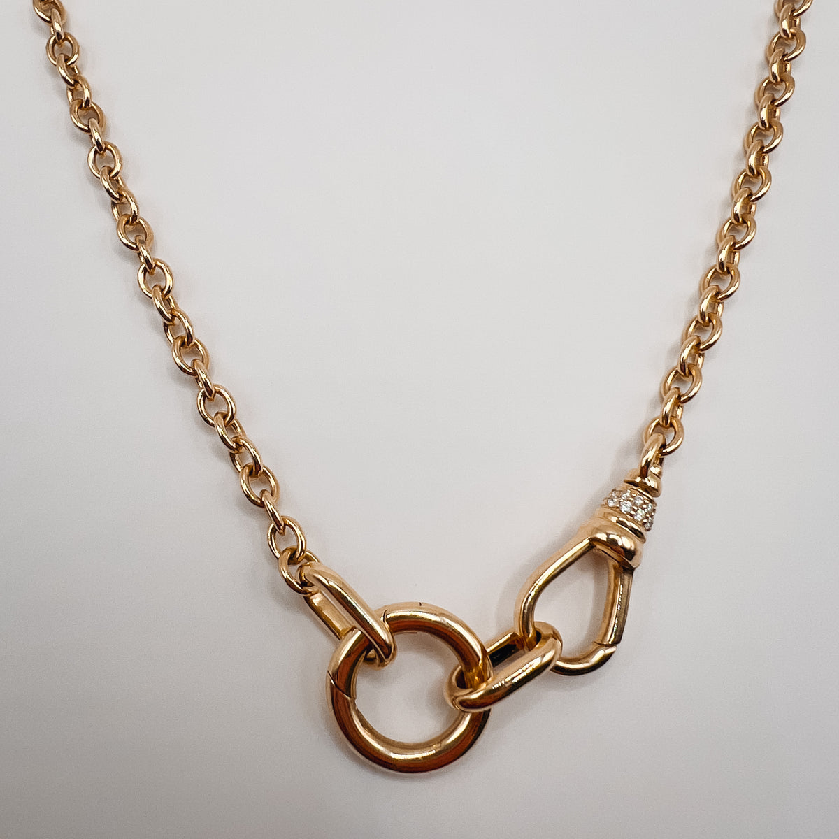 "Kaia" Donut Pendant Necklace with Double Clasp in 14K Yellow Gold
