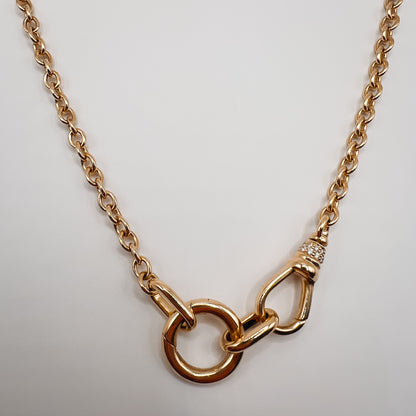 "Kaia" Donut Pendant Necklace with Double Clasp in 14K Yellow Gold