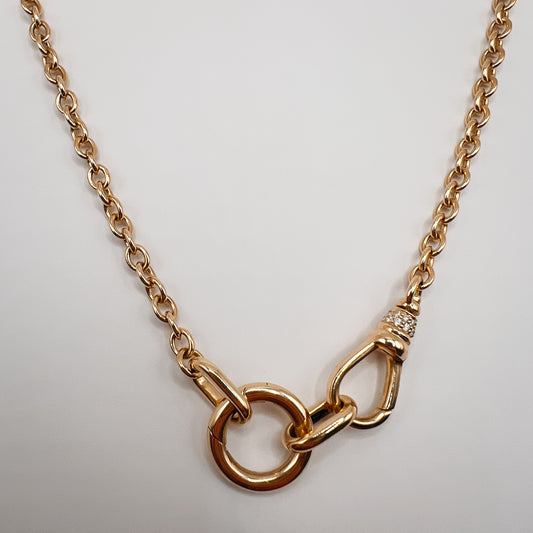 "Kaia" Donut Pendant Necklace with Double Clasp in 14K Yellow Gold