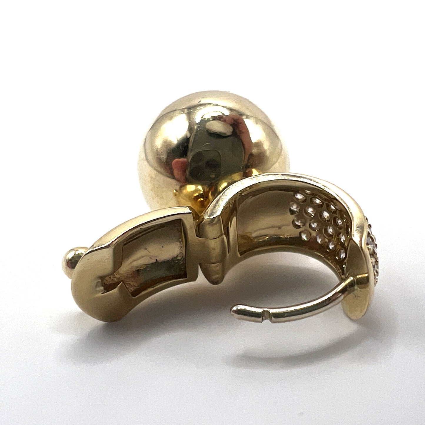 "Peyton" Pave Diamond Ball Huggie Earrings in 14K Yellow Gold
