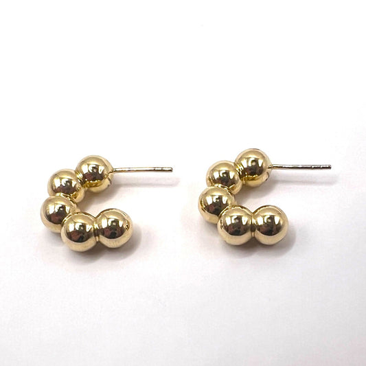 "Zenya" 14K Yellow Gold Beaded Earrings