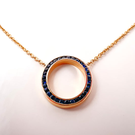 "Gloria" Diamond and Gemstone Ring Pendant Necklace in 14K Gold