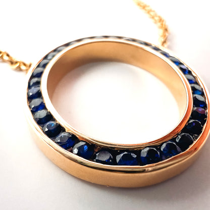 "Gloria" Diamond and Gemstone Ring Pendant Necklace in 14K Gold