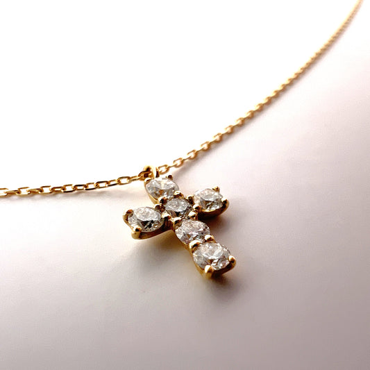 "Mary" 18K Gold and Diamond Cross Necklace