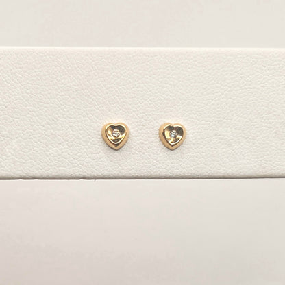 "Penny" Tiny Heart Shaped Studs with Diamonds