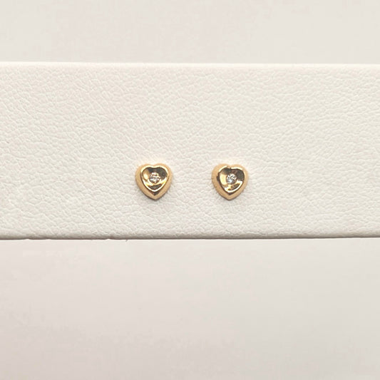 "Penny" Tiny Heart Shaped Studs with Diamonds