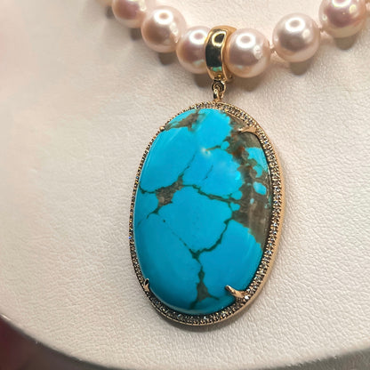 FLICA - Turquoise 14K Gold Pendant with Diamonds