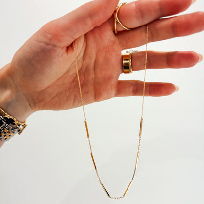 "Lyra" 10K Polished 6-Bar Station Necklace