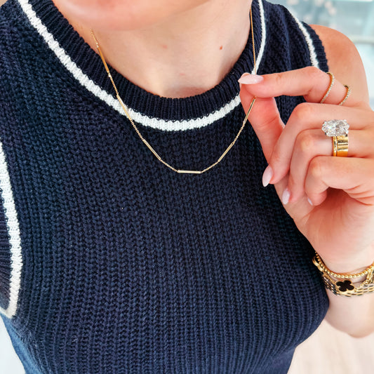 "Lyra" 10K Polished 6-Bar Station Necklace