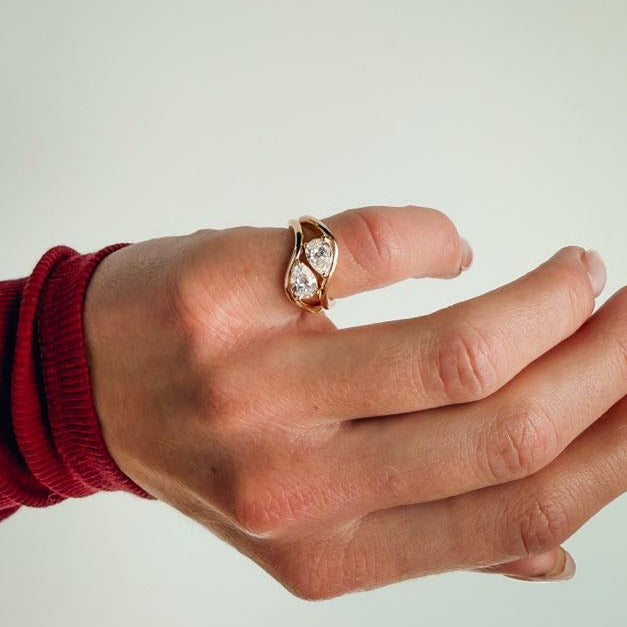 FLICA - "BFF" Pear Lab Diamond 10K Gold Ring