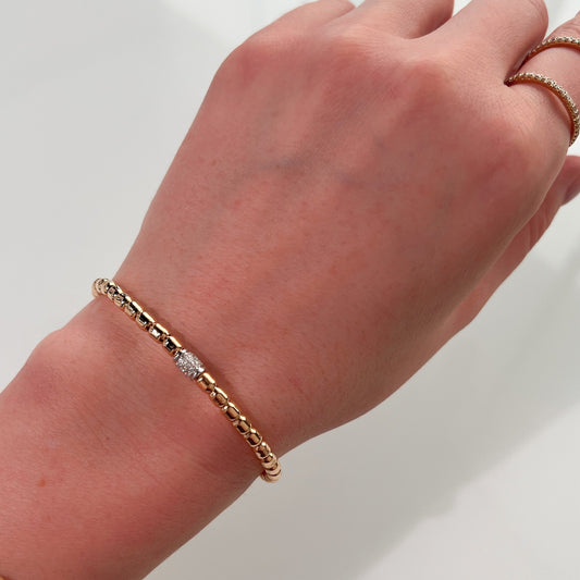 Stretch 18K Gold Diamond Rondelle Bracelet