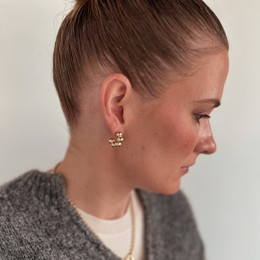 "Zenya" 14K Yellow Gold Beaded Earrings