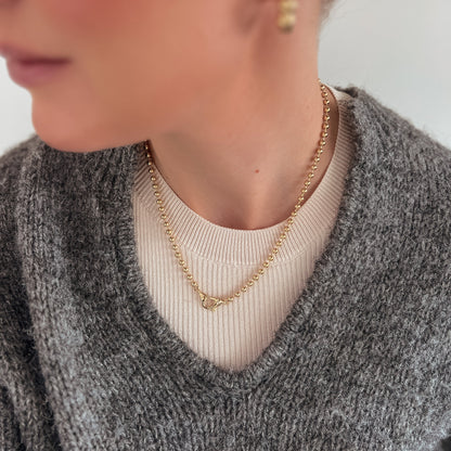 "Athena" 14K Yellow Gold Bead Chain Necklace – 20"