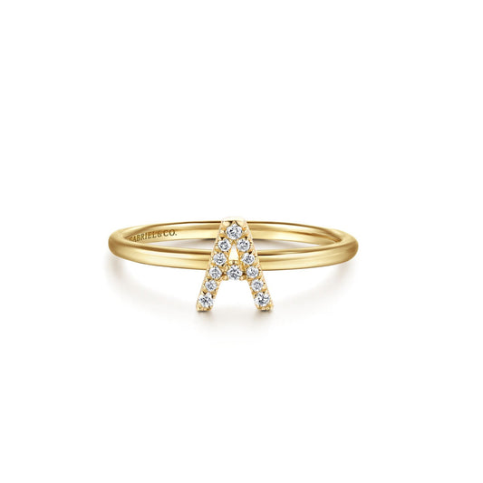 Gabriel - 14K Gold Pavé Diamond Initial Ring