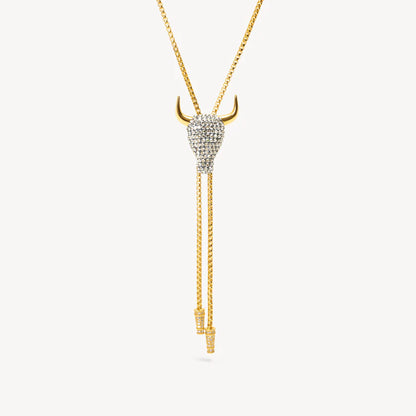 H&B Longhorn Sparkle Bolo Tie Necklace