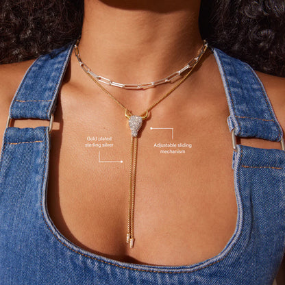 H&B Longhorn Sparkle Bolo Tie Necklace
