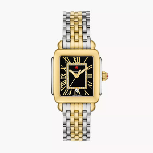 MICHELE - Deco Madison Mid Two-Tone 18K Gold-Plated Diamond Watch