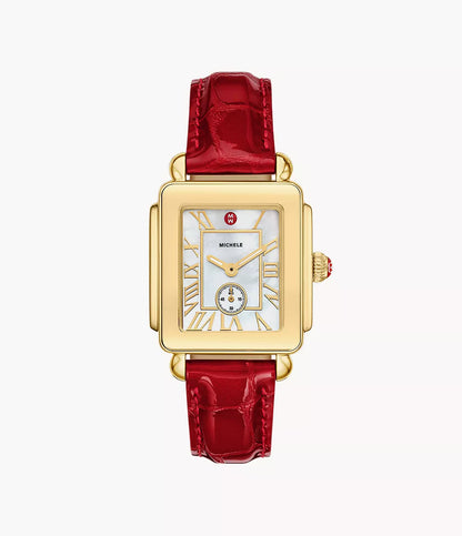 MICHELE - Deco Sport Mid Gold-Plated Leather Watch