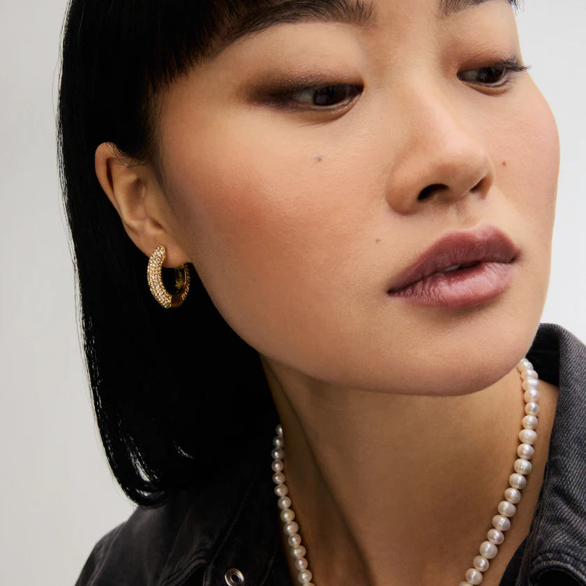 H&B Medium Sparkle Hoop Earrings