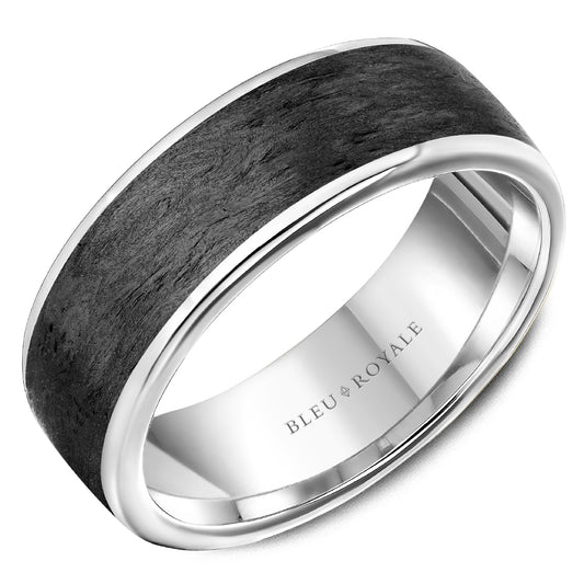 Bleu Royale 14K White Gold and Forged Carbon Men's Ring RYL-175W75