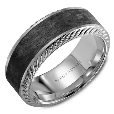 Bleu Royale 14K Gold and Carbon Fiber Men's Ring RYL-192BW75