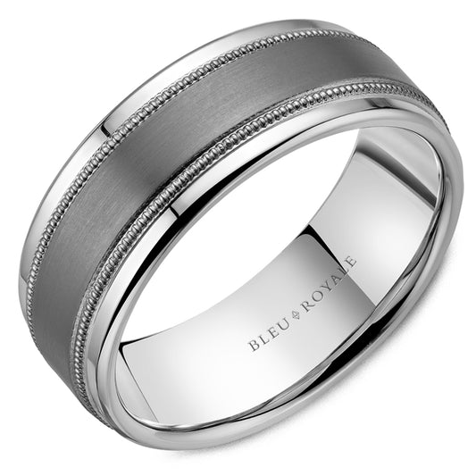 Bleu Royale 14K White Gold and Tantalum Men's Ring RYL-208TW8-M10