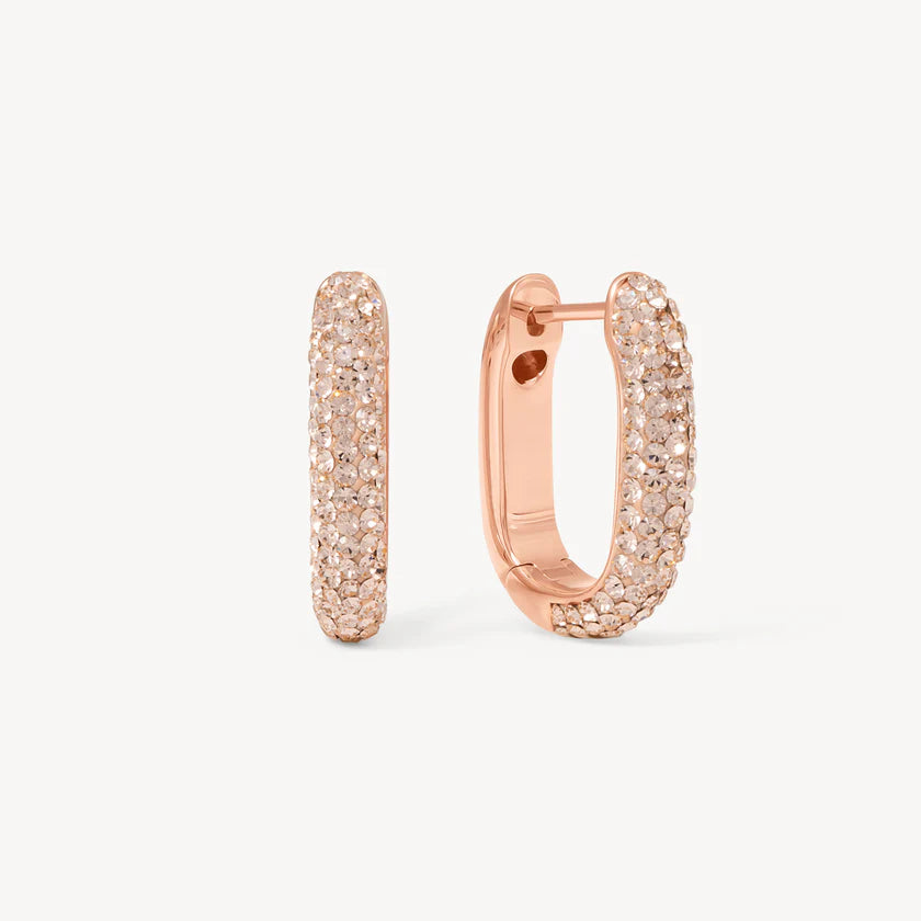 H&B Sparkle Elongated Hoop Earrings