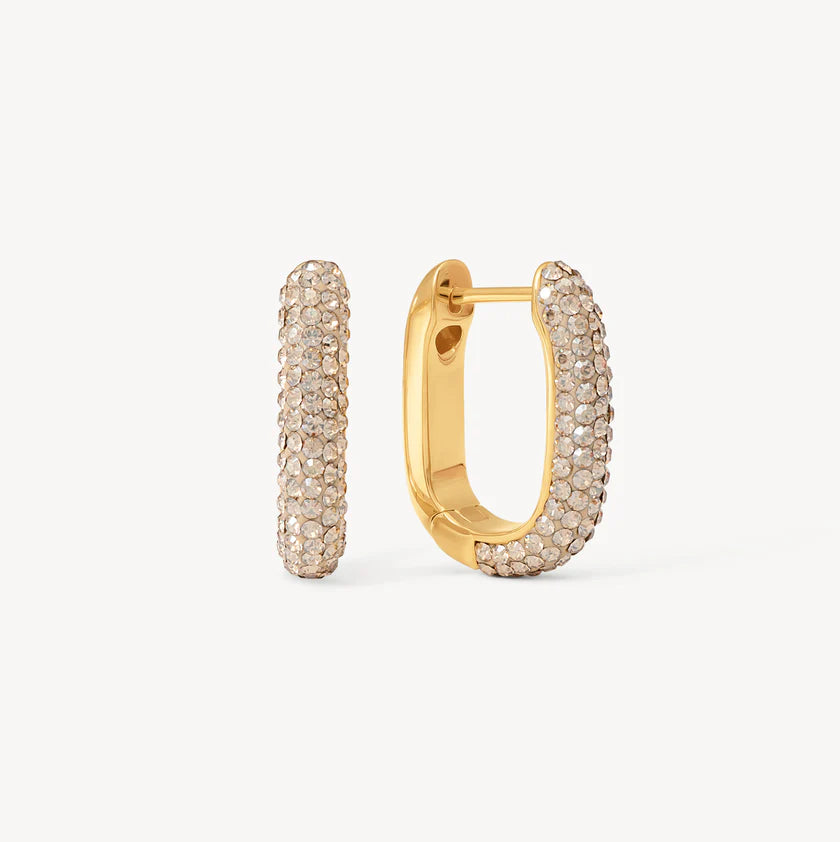 H&B Sparkle Elongated Hoop Earrings