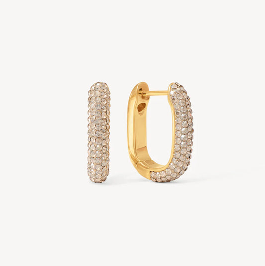 H&B Sparkle Elongated Hoop Earrings