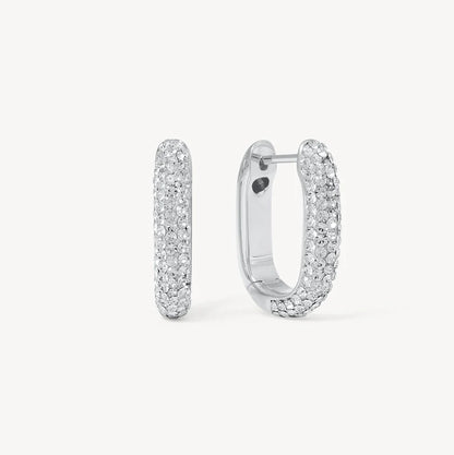 H&B Sparkle Elongated Hoop Earrings