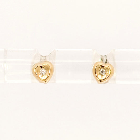 "Penny" Tiny Heart Shaped Studs with Diamonds
